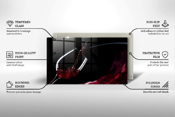 Sklenená doska na krájanie Pohárik červeného vína