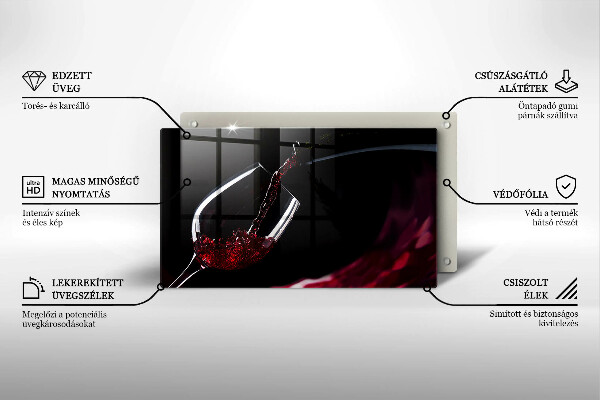 Sklenená doska na krájanie Pohárik červeného vína