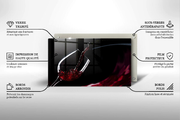 Sklenená doska na krájanie Pohárik červeného vína