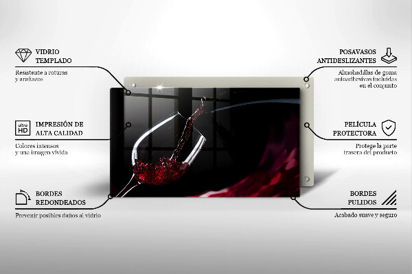 Sklenená doska na krájanie Pohárik červeného vína