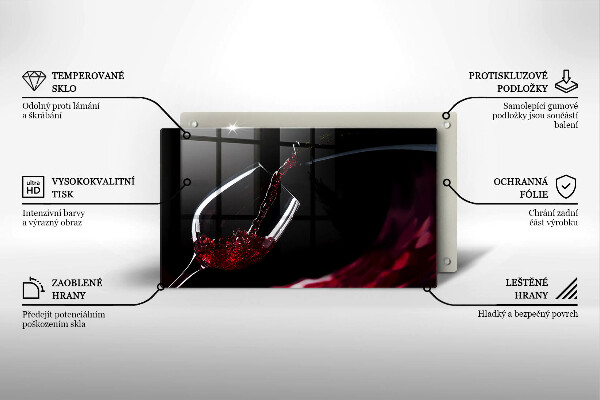 Sklenená doska na krájanie Pohárik červeného vína