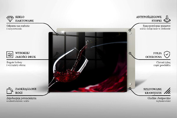 Sklenená doska na krájanie Pohárik červeného vína