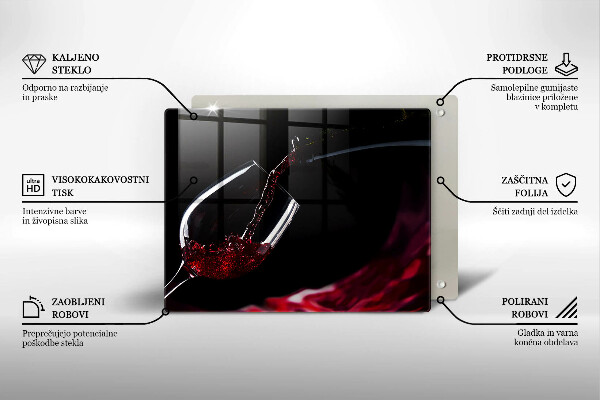 Sklenená doska na krájanie Pohárik červeného vína