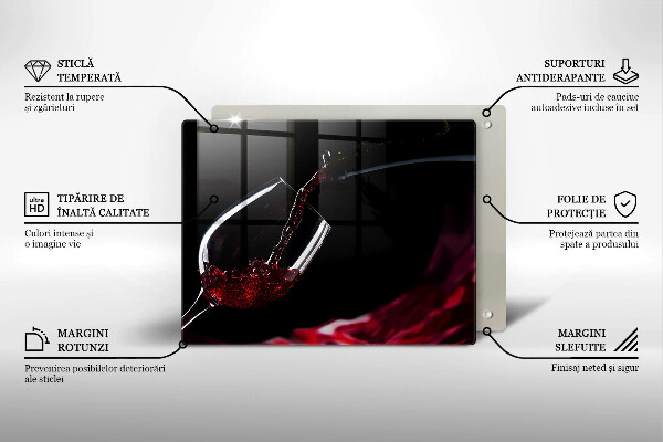 Sklenená doska na krájanie Pohárik červeného vína