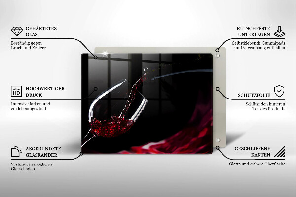 Sklenená doska na krájanie Pohárik červeného vína