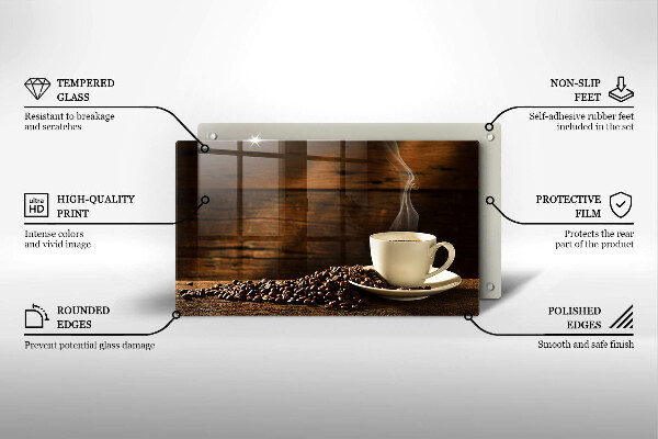 Sklenená doska na krájanie Drevená šálka na kávu