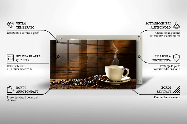 Sklenená doska na krájanie Drevená šálka na kávu