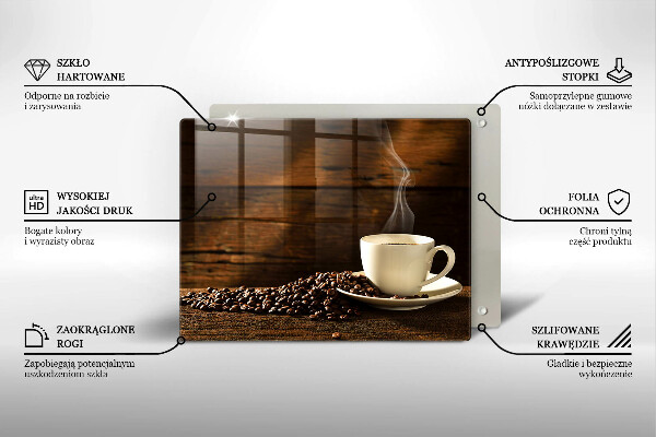 Sklenená doska na krájanie Drevená šálka na kávu