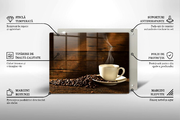 Sklenená doska na krájanie Drevená šálka na kávu