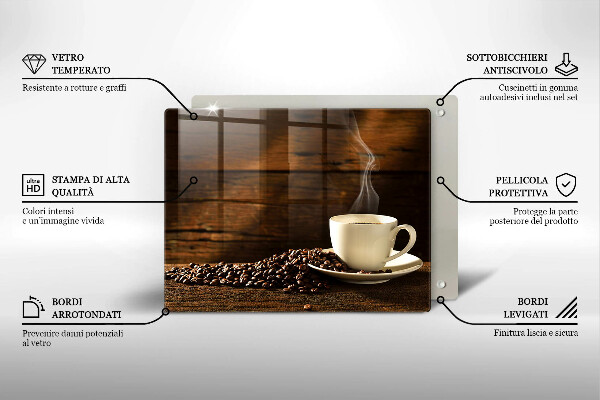 Sklenená doska na krájanie Drevená šálka na kávu