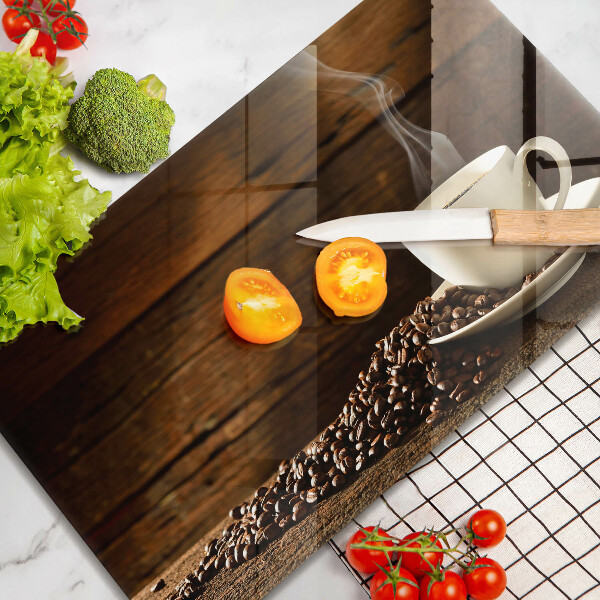 Sklenená doska na krájanie Drevená šálka na kávu