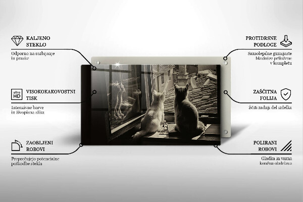 Sklenená doska na krájanie Mesto mačky a okno