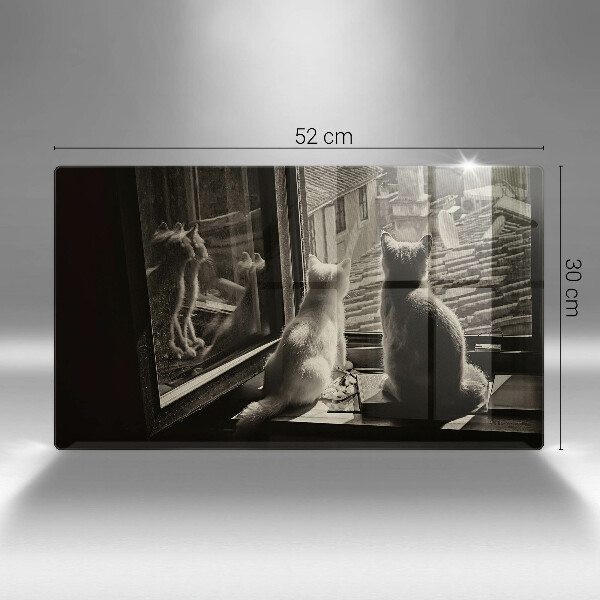 Sklenená doska na krájanie Mesto mačky a okno