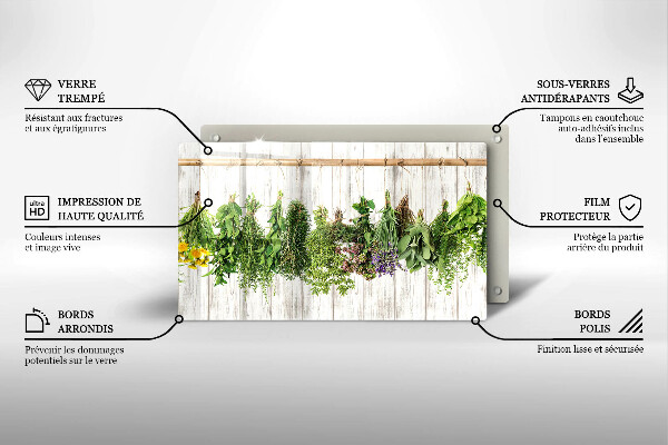 Sklenená doska na krájanie Sušené bylinky a rastliny