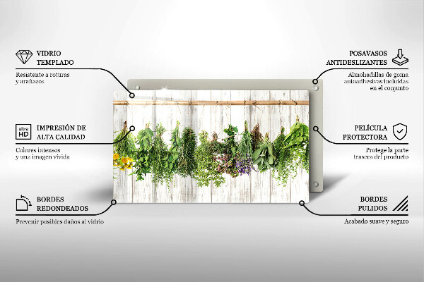 Sklenená doska na krájanie Sušené bylinky a rastliny