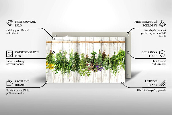 Sklenená doska na krájanie Sušené bylinky a rastliny