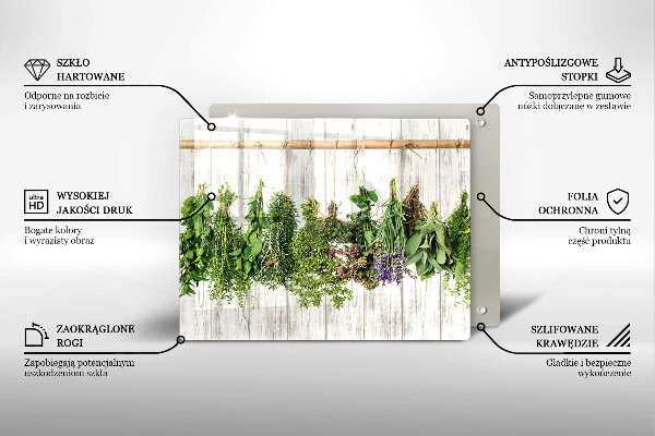 Sklenená doska na krájanie Sušené bylinky a rastliny
