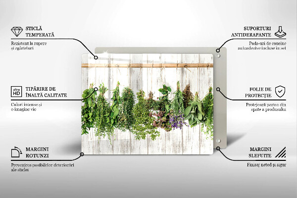 Sklenená doska na krájanie Sušené bylinky a rastliny