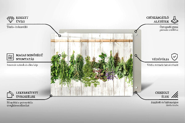 Sklenená doska na krájanie Sušené bylinky a rastliny