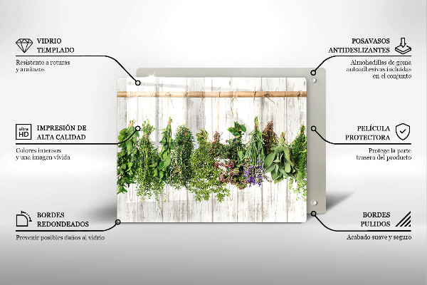 Sklenená doska na krájanie Sušené bylinky a rastliny