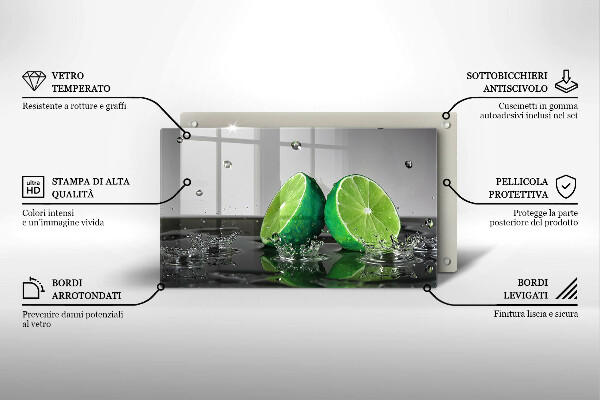Sklenená doska na krájanie Šťavnaté limetky a voda