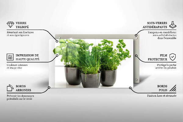 Sklenená doska na krájanie Hrnce s bylinkami