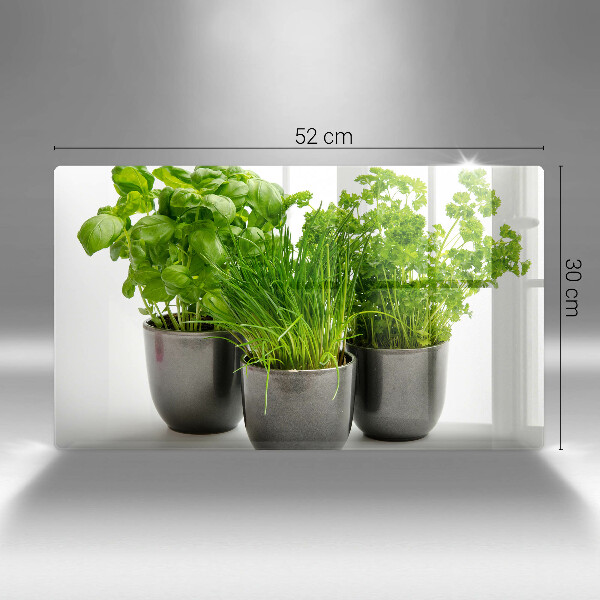 Sklenená doska na krájanie Hrnce s bylinkami