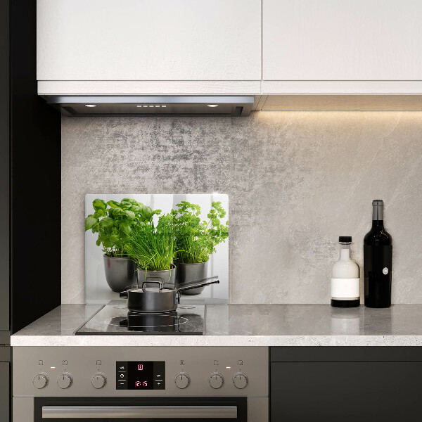 Sklenená doska na krájanie Hrnce s bylinkami