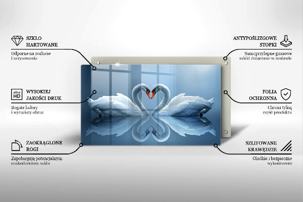 Sklenená doska na krájanie Dve labutie srdcia