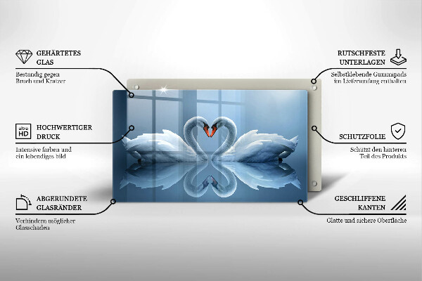 Sklenená doska na krájanie Dve labutie srdcia