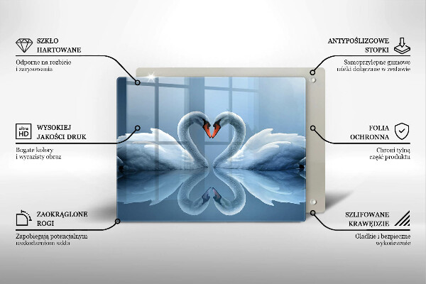 Sklenená doska na krájanie Dve labutie srdcia