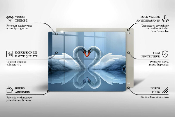 Sklenená doska na krájanie Dve labutie srdcia