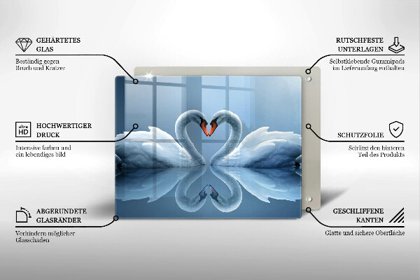 Sklenená doska na krájanie Dve labutie srdcia