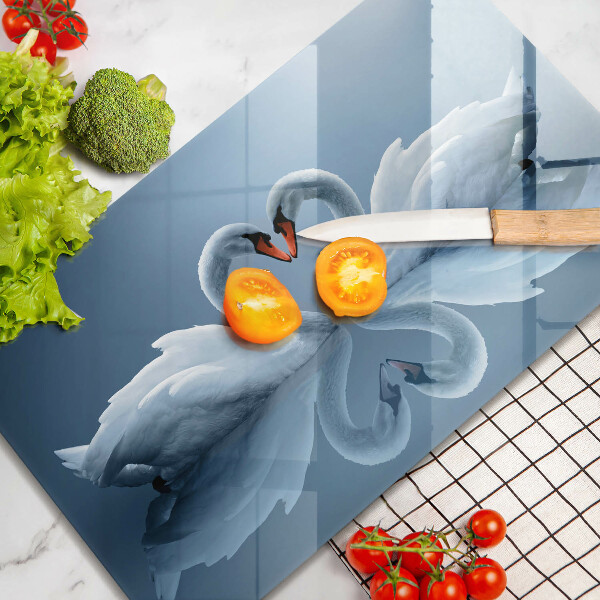 Sklenená doska na krájanie Dve labutie srdcia