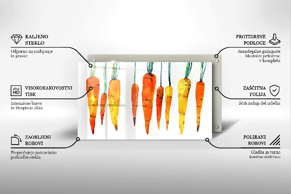 Sklenená doska na krájanie Mrkva ilustrácie