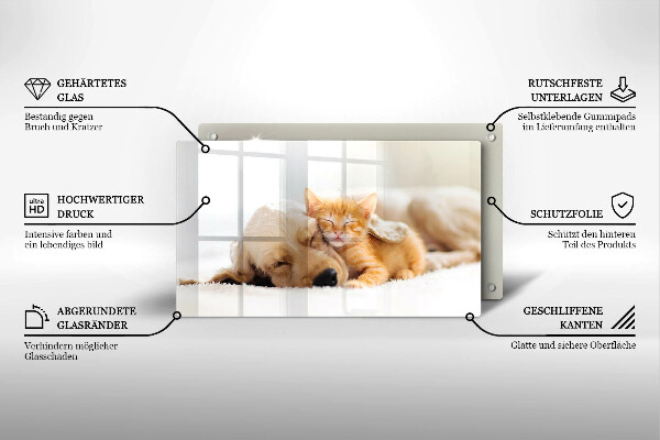 Sklenená doska na krájanie Zvieratá pes a mačka