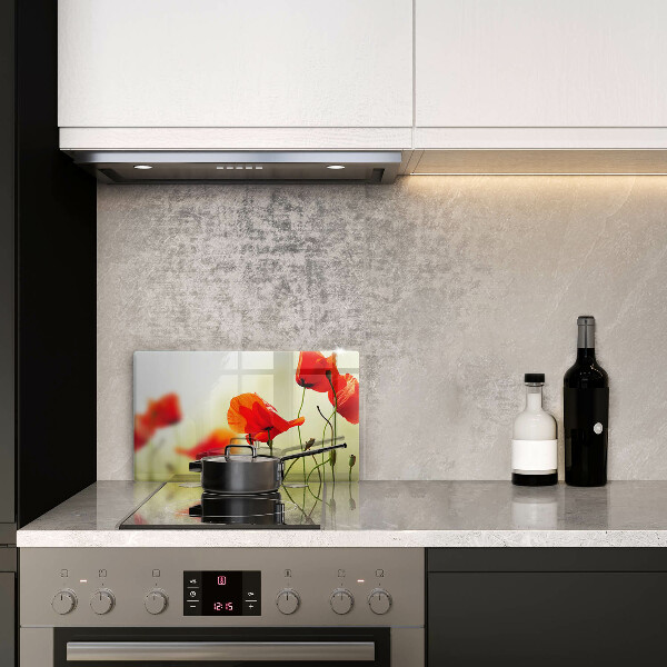 Sklenená doska na krájanie Červené kvety maku