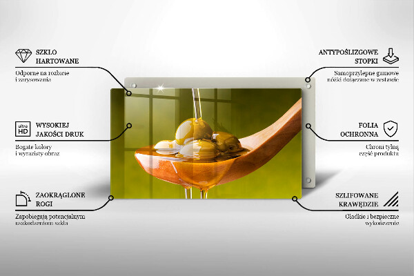 Sklenená doska na krájanie Olivový olej a olivy