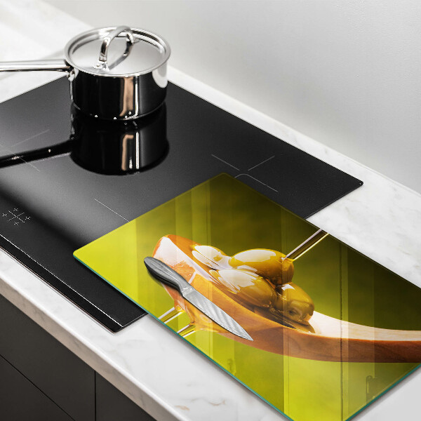 Sklenená doska na krájanie Olivový olej a olivy