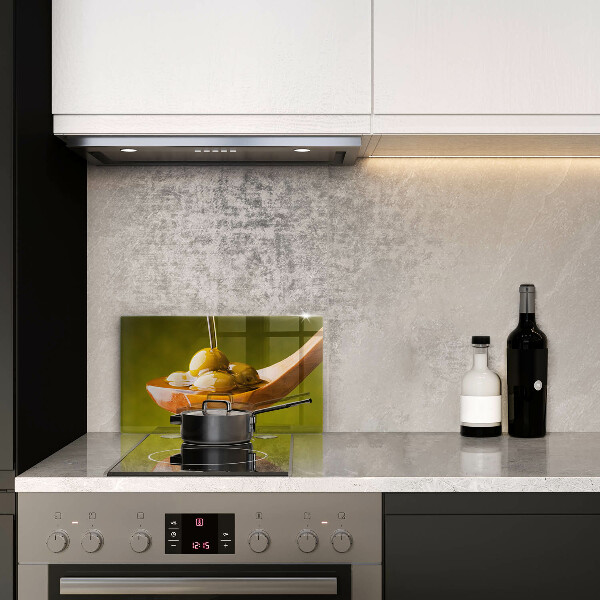 Sklenená doska na krájanie Olivový olej a olivy