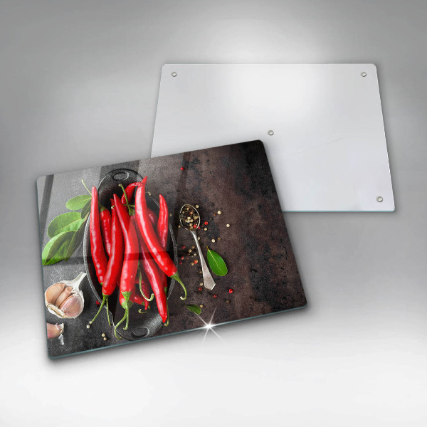 Sklenená doska na krájanie Červené chilli papričky