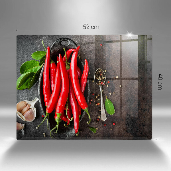 Sklenená doska na krájanie Červené chilli papričky