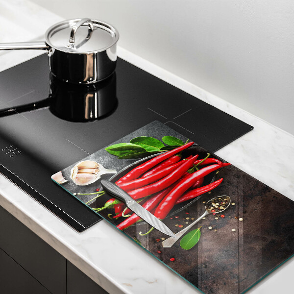 Sklenená doska na krájanie Červené chilli papričky