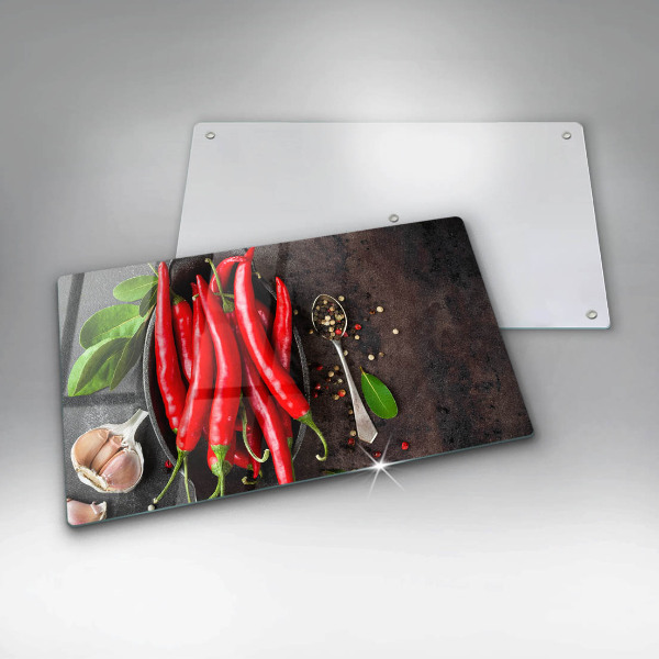 Sklenená doska na krájanie Červené chilli papričky