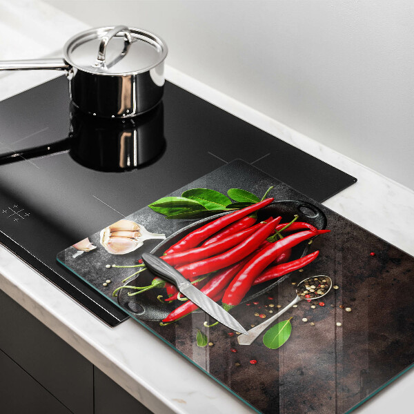 Sklenená doska na krájanie Červené chilli papričky