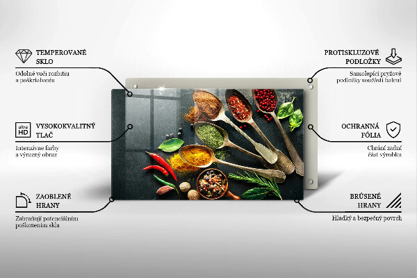 Sklenená doska na krájanie Kuchynské lyžice korenia