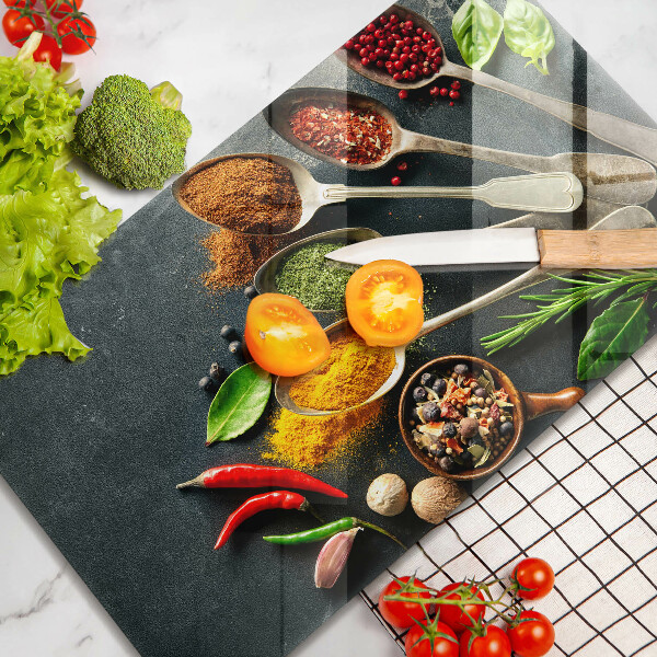 Sklenená doska na krájanie Kuchynské lyžice korenia