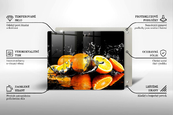 Sklenená doska na krájanie Šťavnaté oranžové ovocie