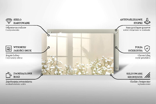 Sklenená doska na krájanie Sadrové boho kvety