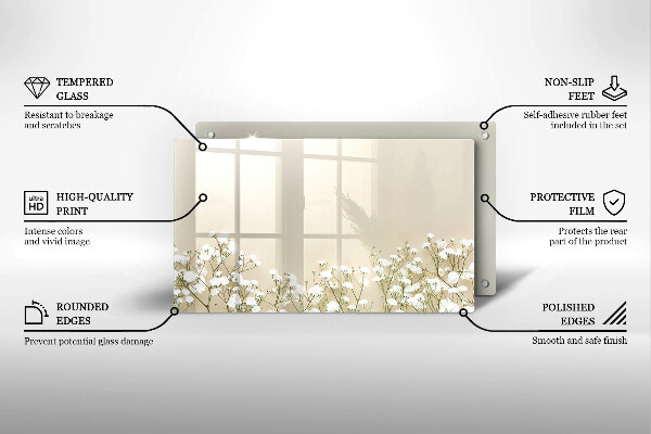 Sklenená doska na krájanie Sadrové boho kvety